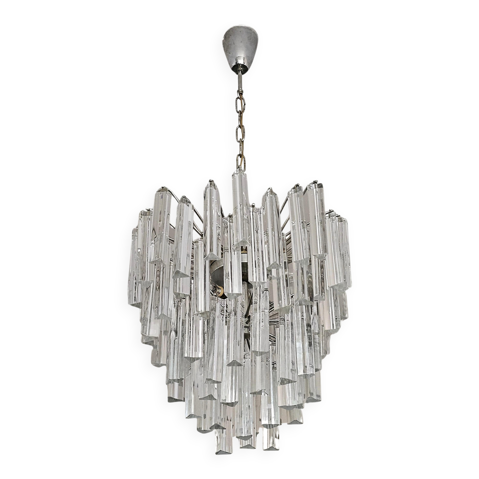 Mid-Century Modern Triedri Crystal Chandelier by Paolo Venini