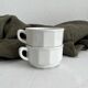 2 white porcelain cups Apilco vintage Parisian bistro