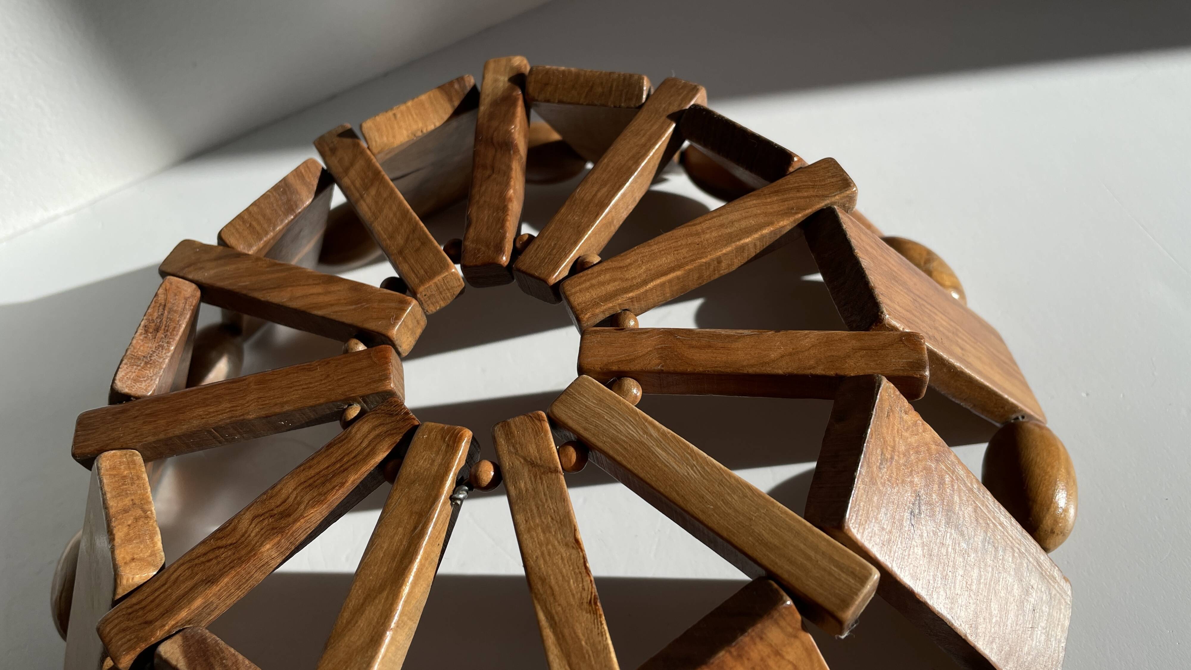 Vintage turned wooden table basket