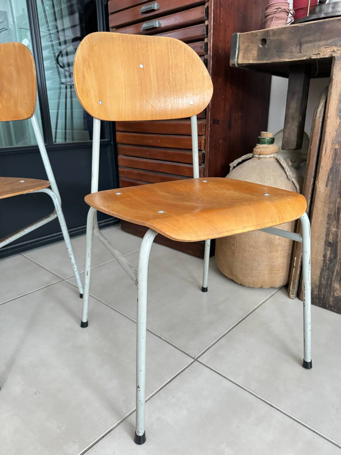 Old vintage adult school chair