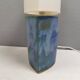 Sculptural table lamp in blue glaze with an abstract expression.