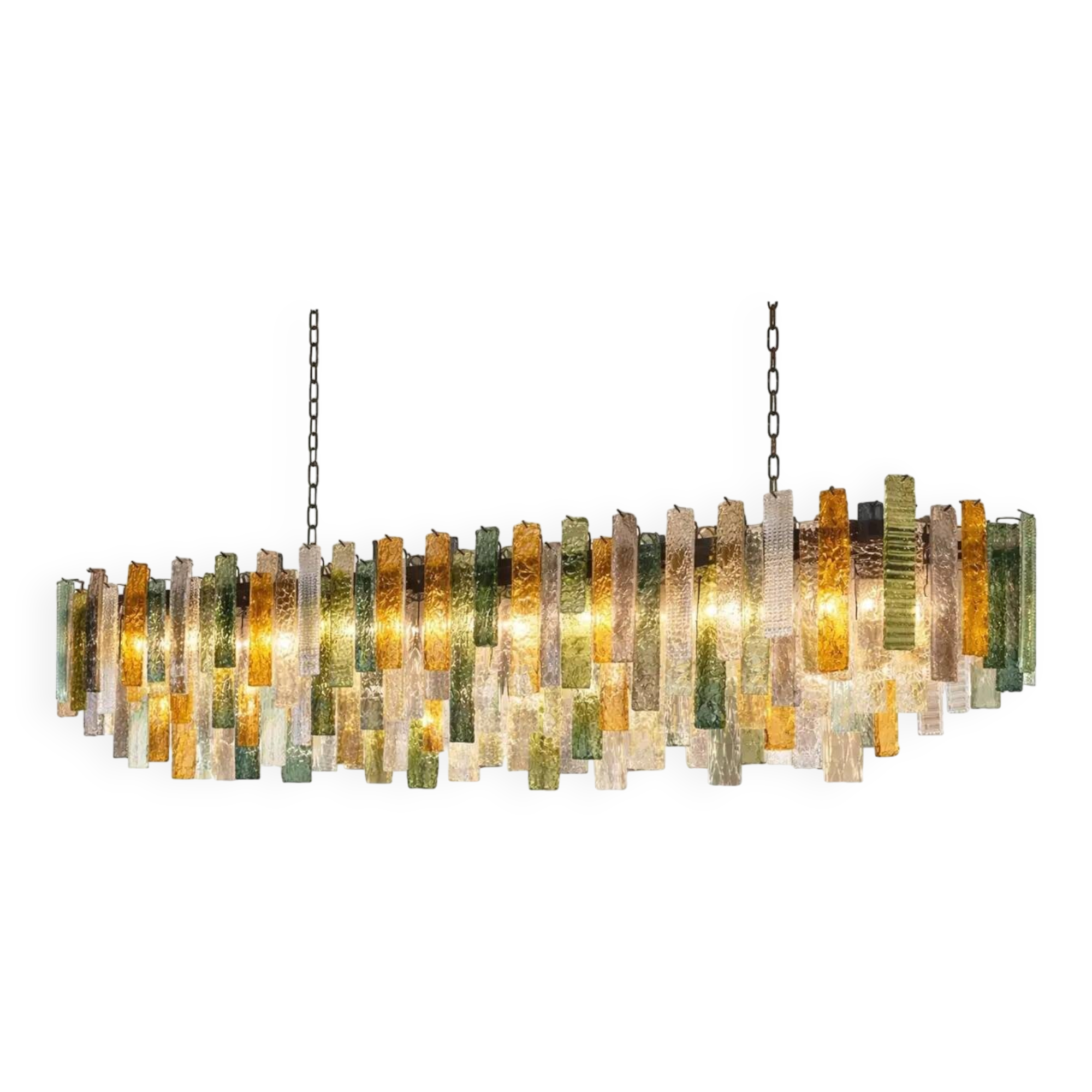 Grand lustre en verre de Murano avec des bandes rectangulaires