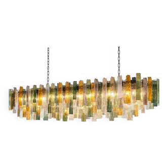 Grand Italian Listelli Murano Glass Chandelier with Rectangular Strips