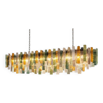 Grand Italian Listelli Murano Glass Chandelier with Rectangular Strips