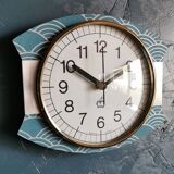 Vintage clock silent rectangular wall clock Japy blue silver