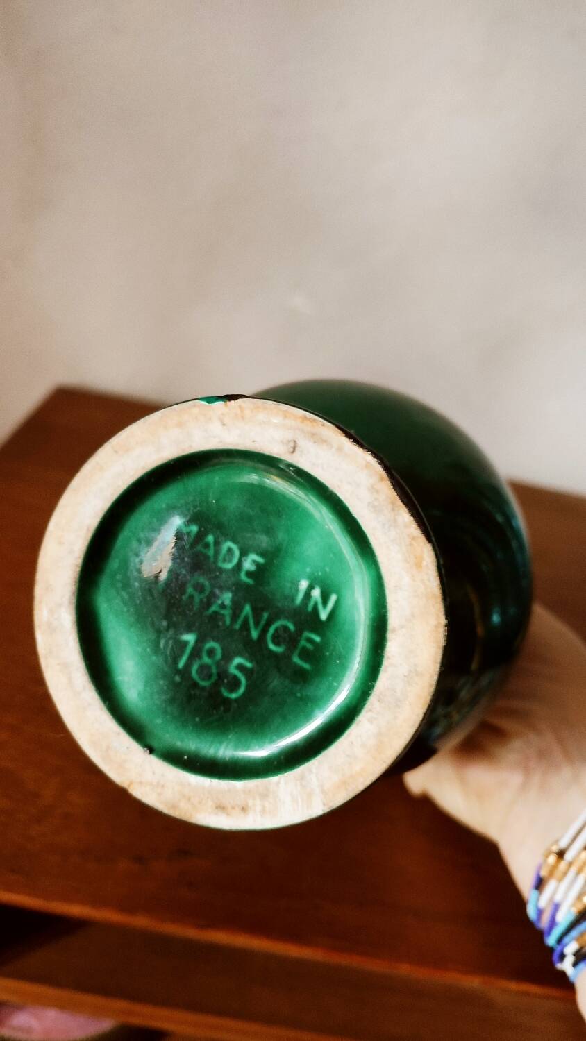 Green ceramic baluster vase