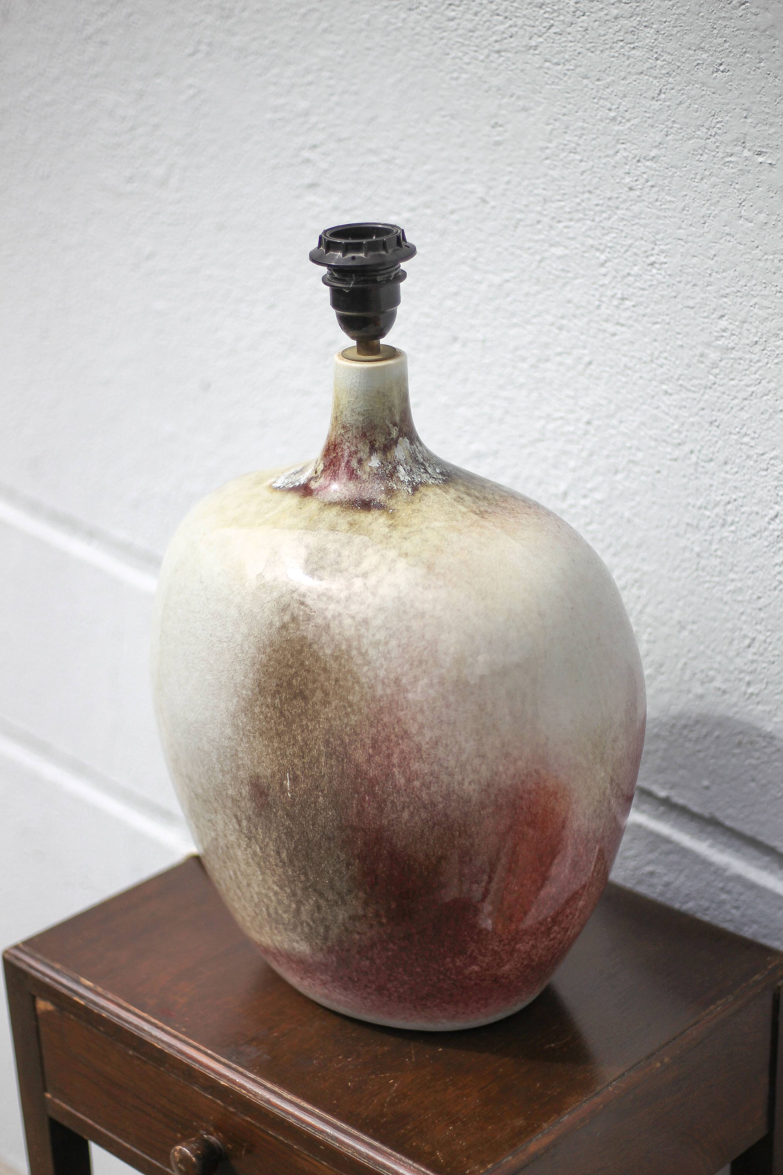 Ceramic lamp with lampshade, large table lamp, gray tones and oxblood ceramic lamp, dice