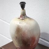Lampe céramique avec abat-jour, grande lampe à poser, lampe céramique tons gris et sang de boeuf, dé