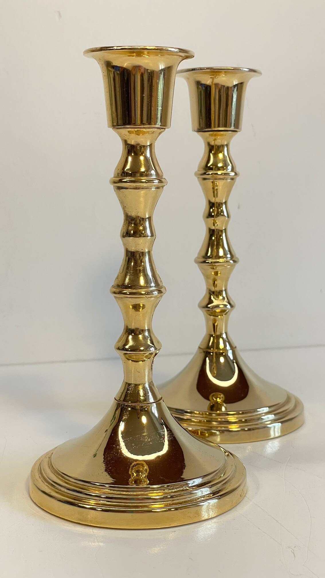 Paire de bougeoirs métal doré vintage