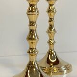 Pair of vintage golden metal candle holders