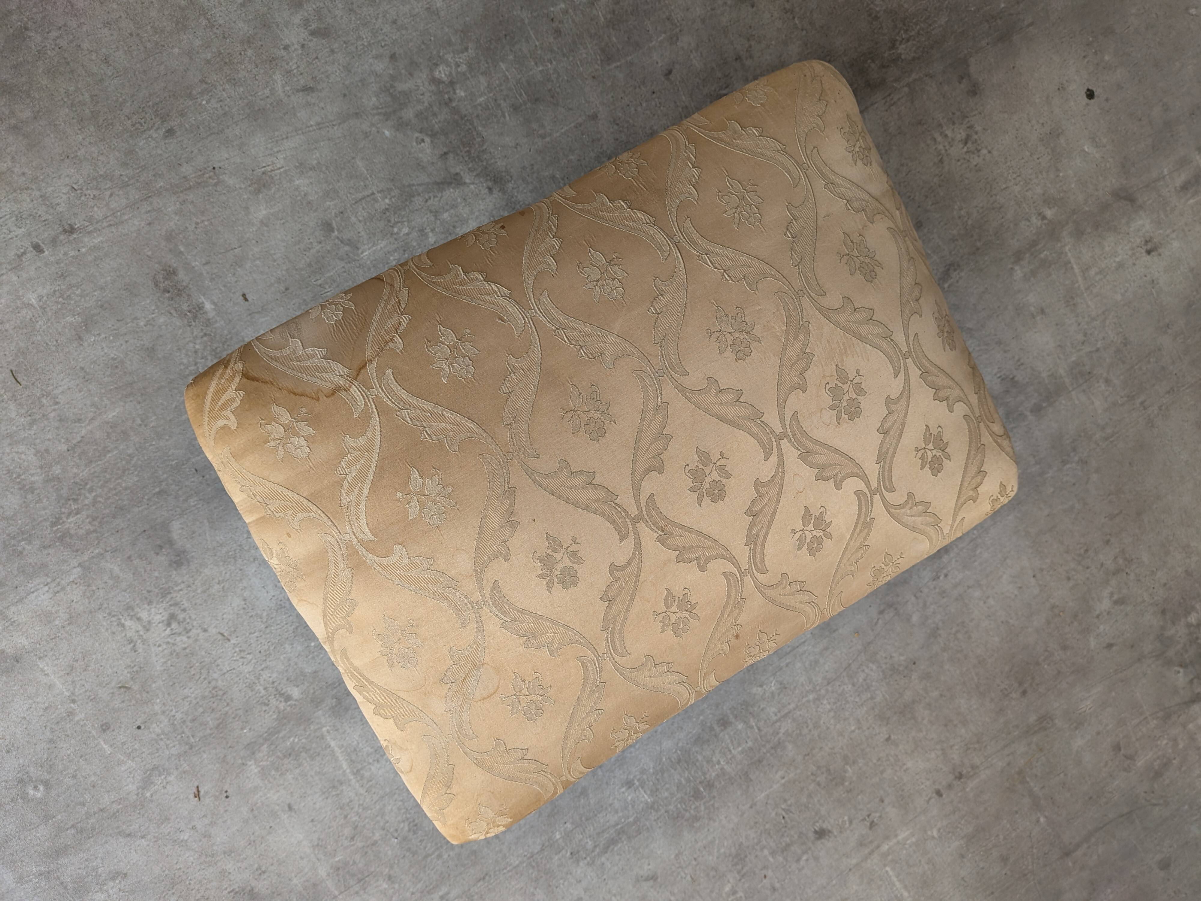 Vintage Gold Fabric Foot stool: Mid-Century Ottoman Tabure, 1970s