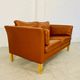 Vintage retro danish mogens hansen 2 person cognac leather sofa