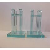 Ettore sottsass - pair of glass candlesticks fontana arte italian design
