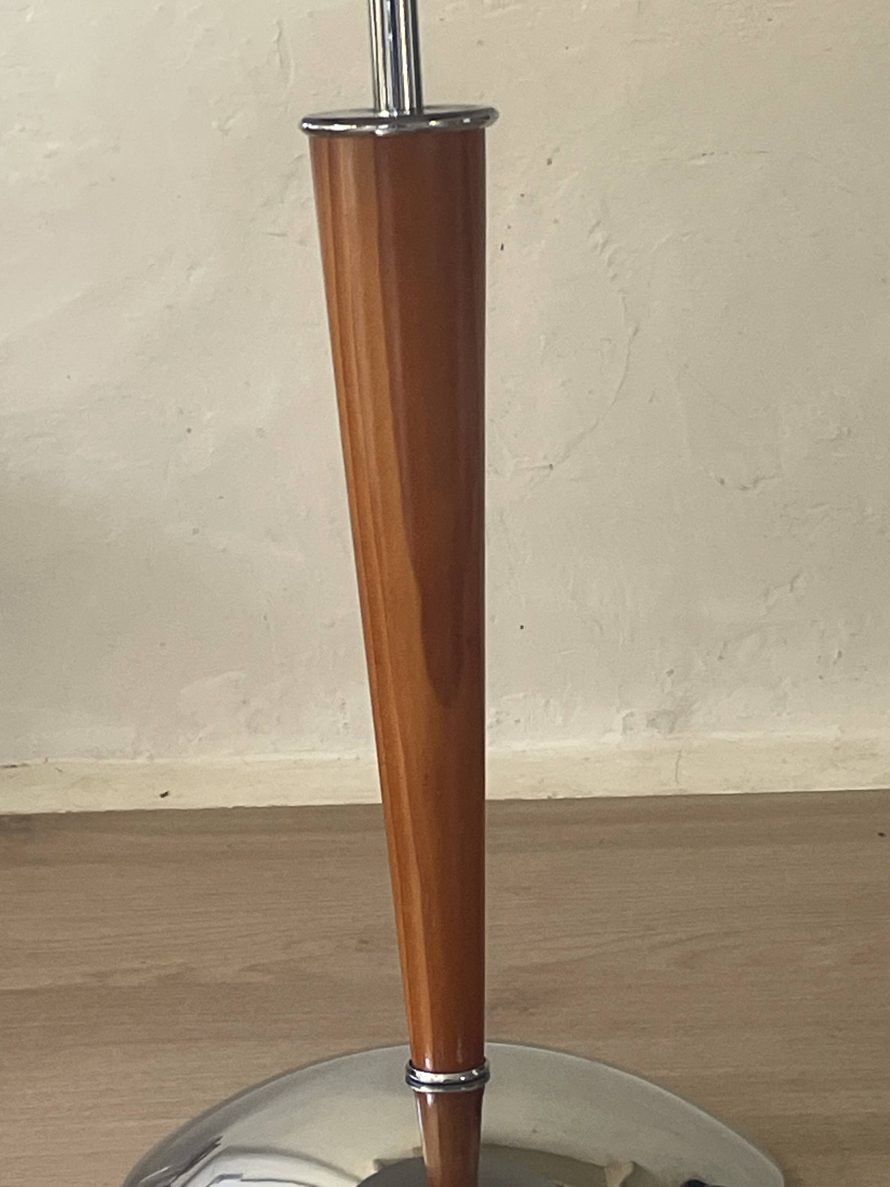 Vintage ship lamp in wood and chrome metal