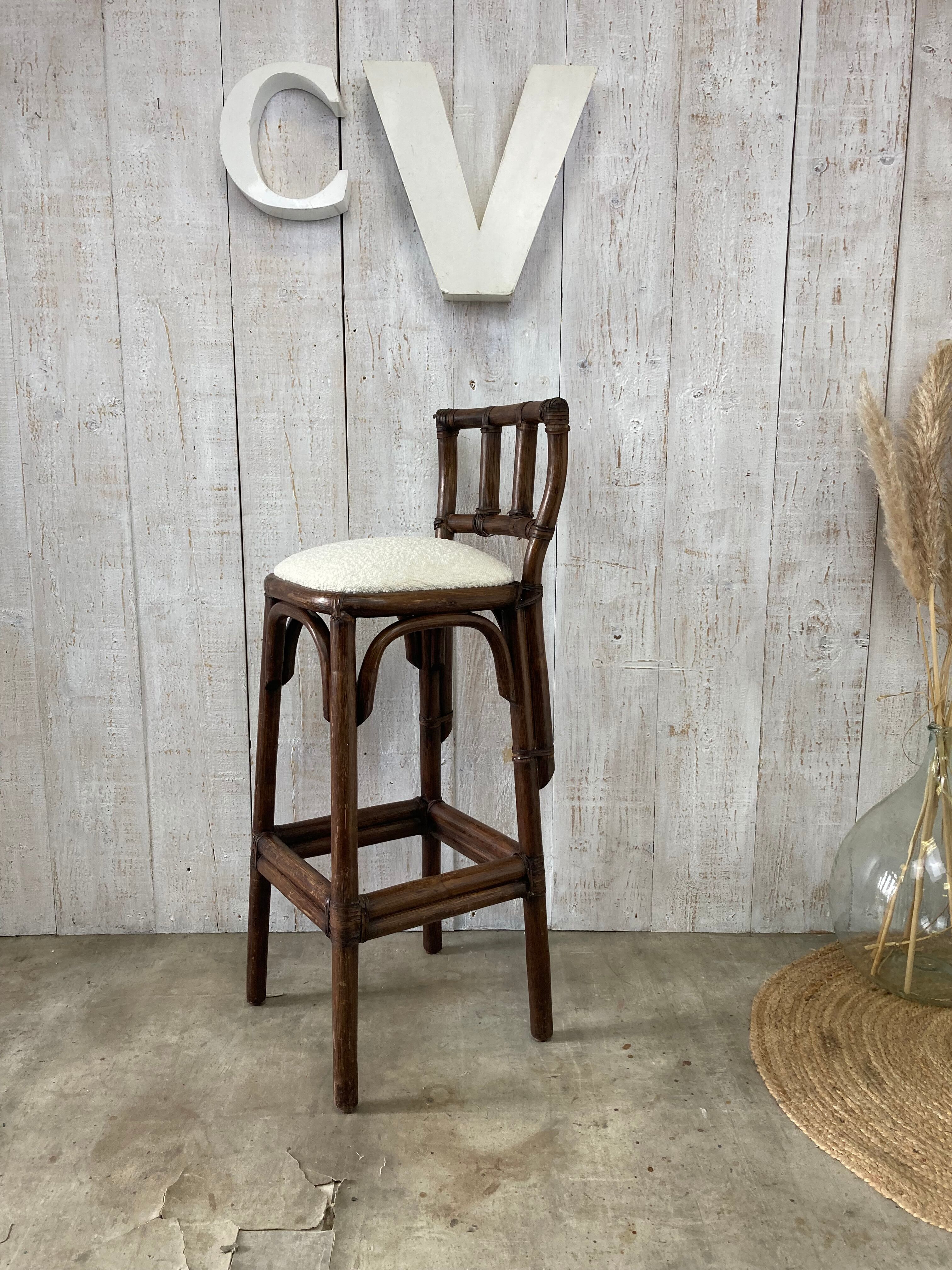 Tabouret rotin vintage