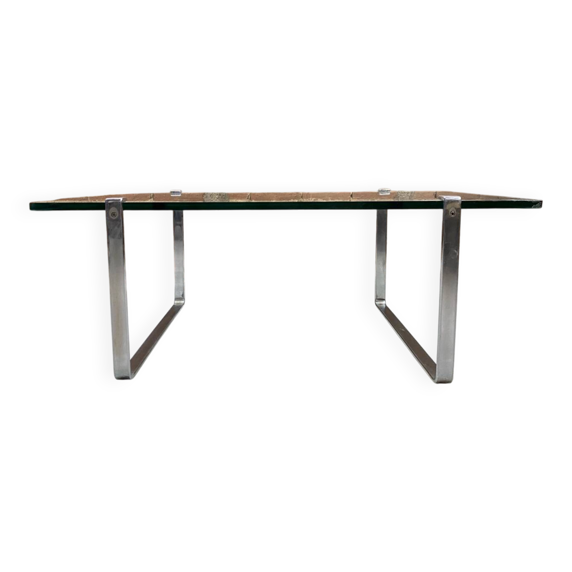 Vintage glass and chrome coffee table. Model K831 by KF Möller.