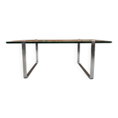 Vintage glass and chrome coffee table. Model K831 by KF Möller.