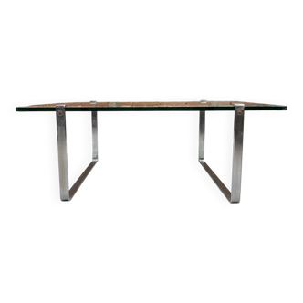 Vintage glass and chrome coffee table. Model K831 by KF Möller.