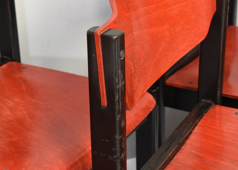 Italian postmodern stacking chairs in Sottsass style, Italy, 1970s, set of 14