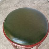 Vintage Irish Pub Stool: Green Leather Seat, Bentwood Thonet Style
