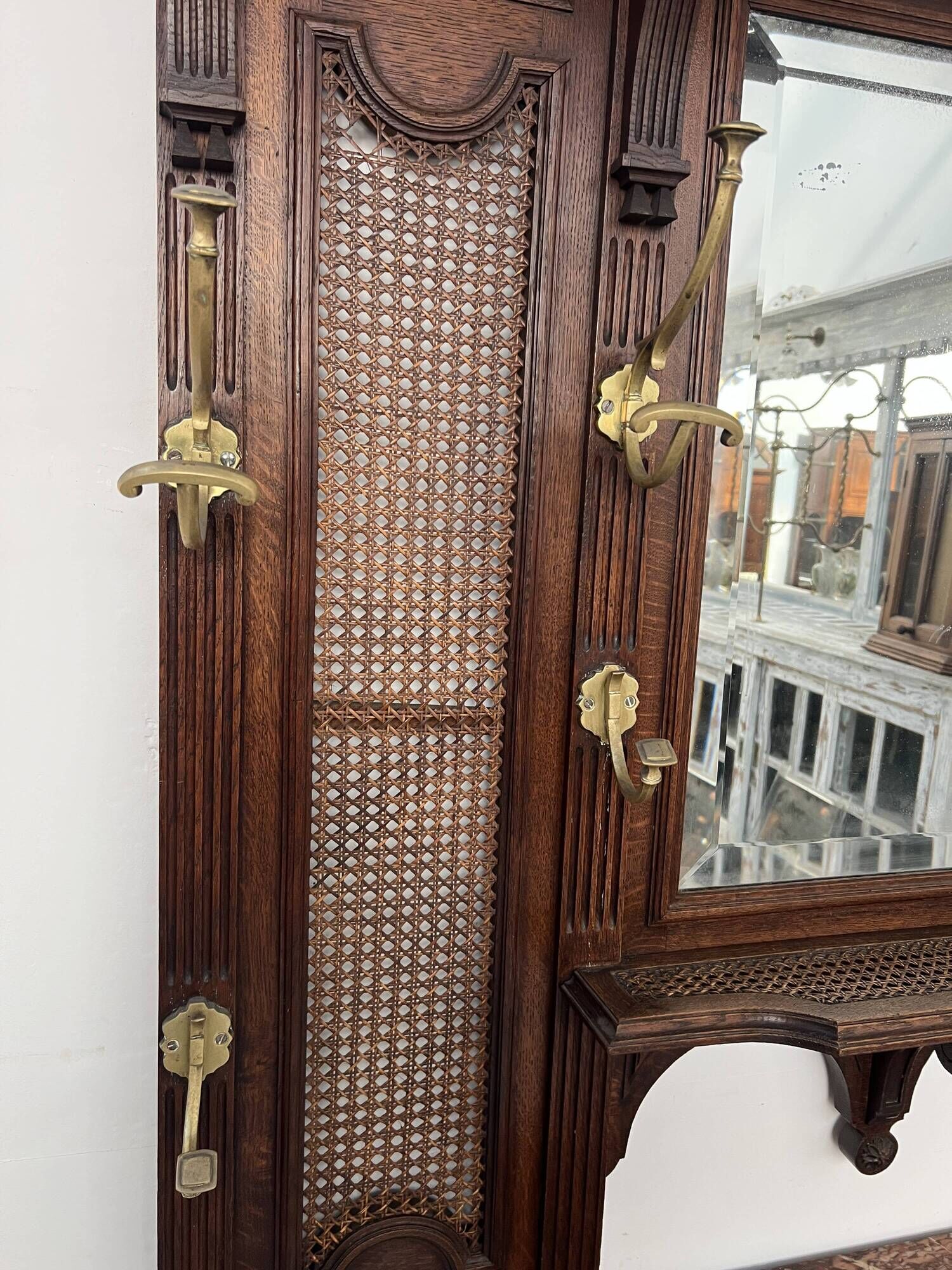 Console coat rack in Louis XVI style with bronze panthers, 20th century.