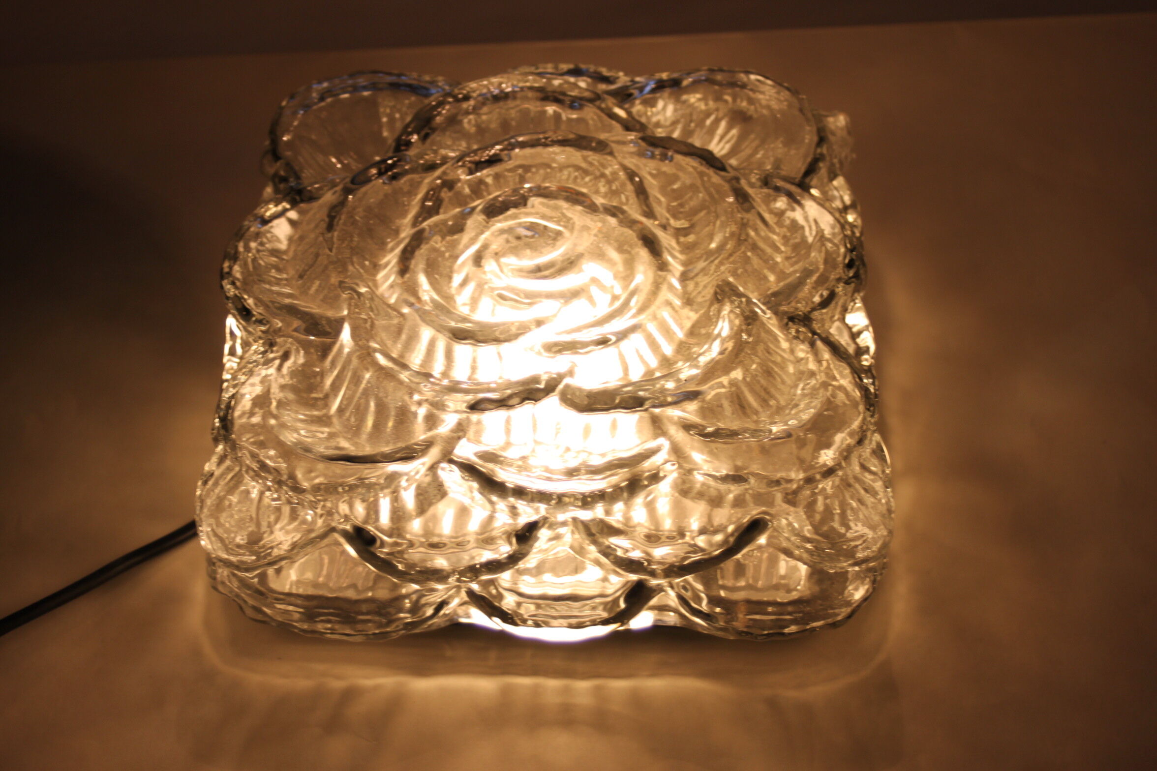 Glass flower relief wall lamp by Erco, Germany 1970