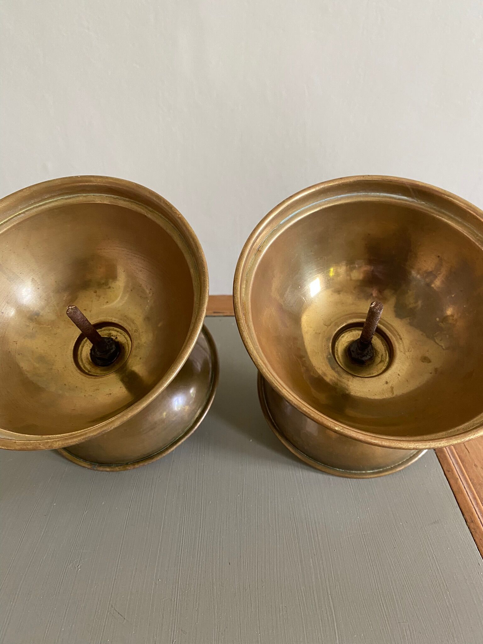 Pair of brass church candlesticks