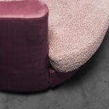 Velvet sofa and bouclé 70s vintage modern