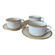 3 tasses à thé ou chocolat Blanche et doré