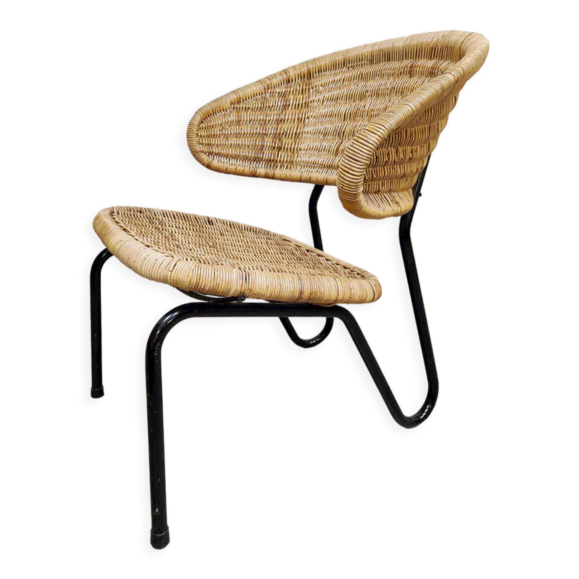 Midcentury Dutch design rattan easy chair Dirk van Sliedregt Gebr. Jonkers