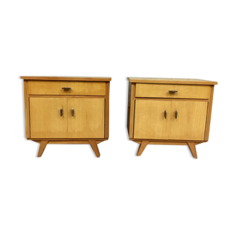 Pair of night tables feet compass bedside end of vintage sofa old 1950 1960 retro
