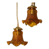 Two amber tulip globe suspension