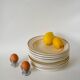 set of 6 Digoin Sarreguemines flat plates with red and yellow edging 1960