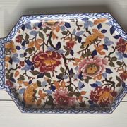 Top dish in earthenware of Gien decoration Peony