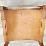 Armchair in solid elm and leather Maison Regain 1970