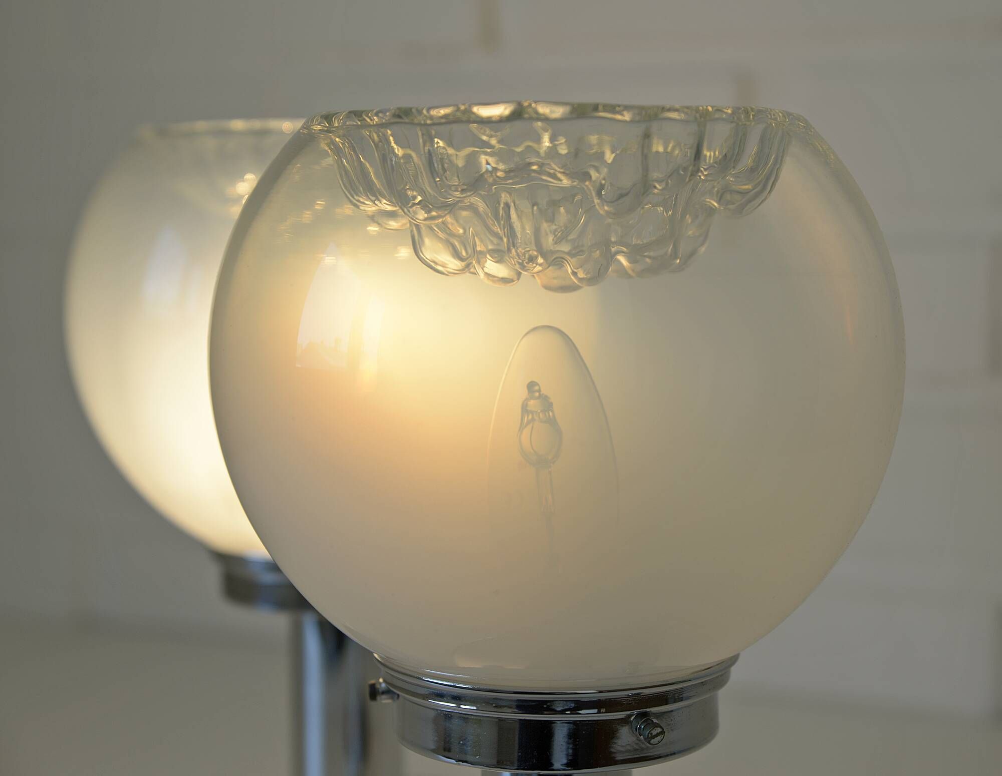 Vintage Pair of Bedside Lamps Mid Century Modern Light Fixture Murano Glass