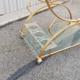 Vintage golden and glass kitchen trolley