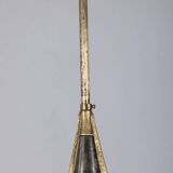 Vintage 1960s brass and opaline glass chandelier, designed by Stilnovo