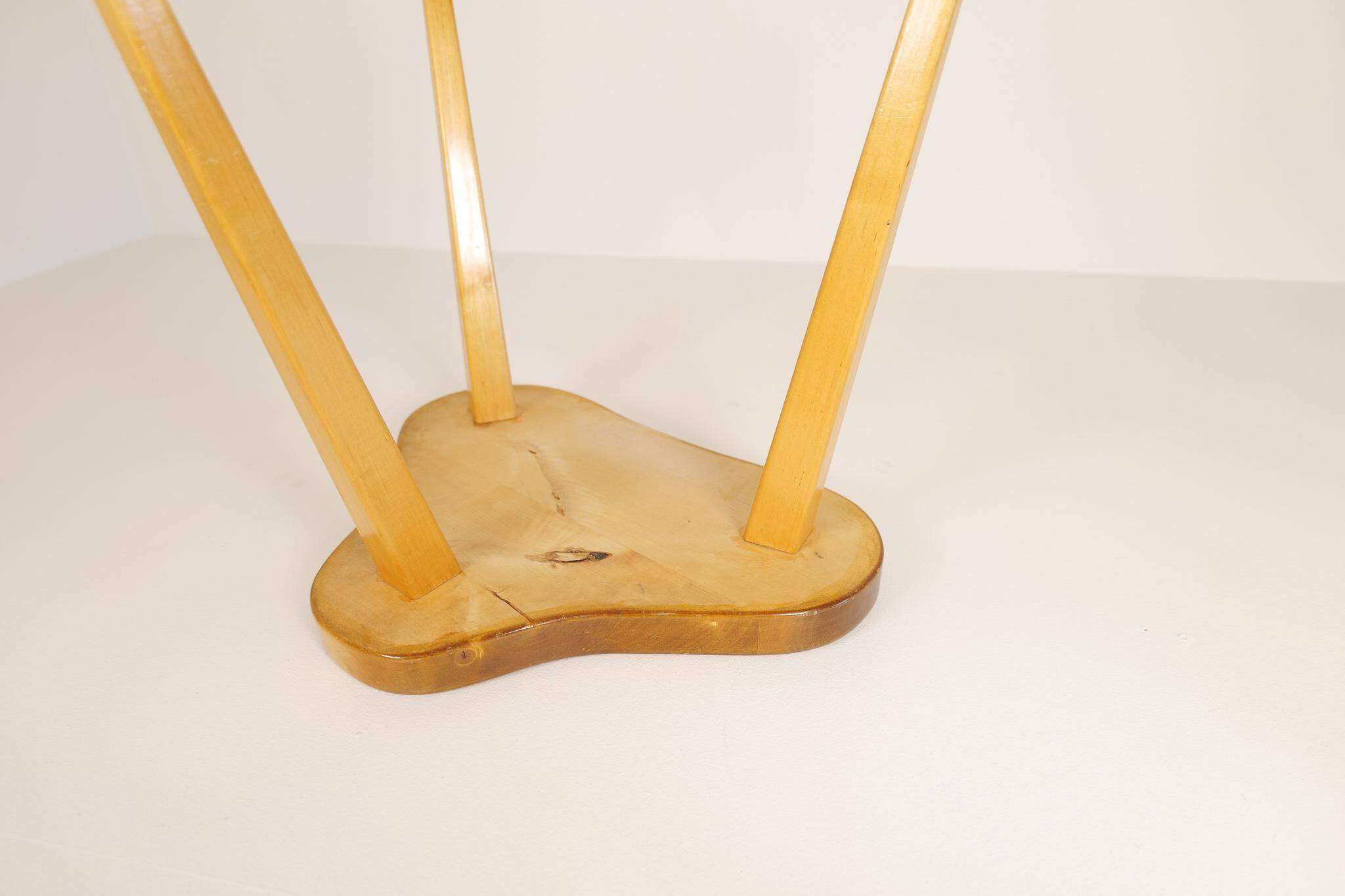 Modern Swedish Scandinavian stool in lacquered birch, 1970s.