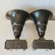 Superb pair of Art Deco enamelled brass cassolettes – black and white marble base – 1930s
