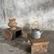 Small auxiliary stool in light antique teak (3302)