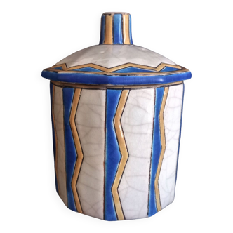Pot Art Déco en céramique craquelée de Longwy, début 20ième