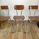 Trio of chairs in icy brown formica 70s