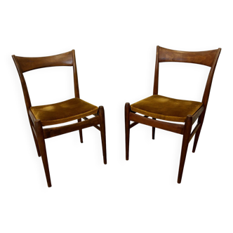 Set of 2 Danish chairs 1960 in teak and beech