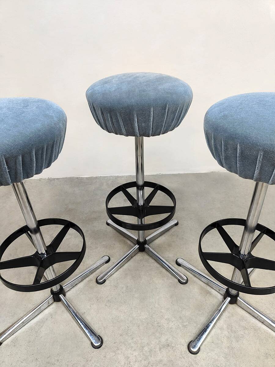 Tabourets de bar industriels vintage Bleu glacier 'Minimalisme'