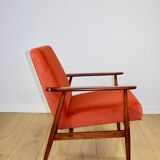 Armchair 'Lis', 1970s design by Henryk Lis orange-brick-terracotta - 2 pieces available