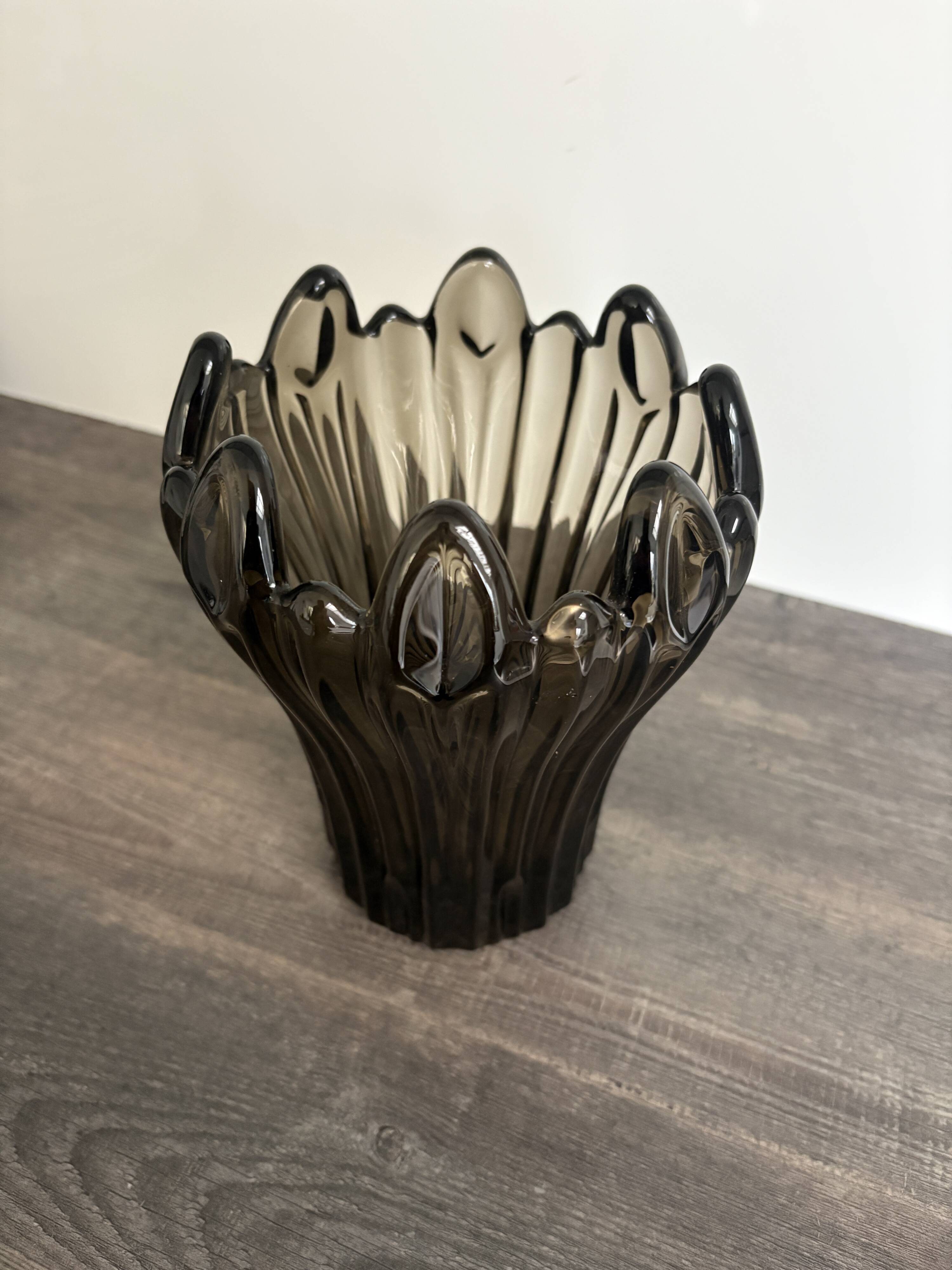 Vintage Schneider Fumé Crystal Vase - 1960s