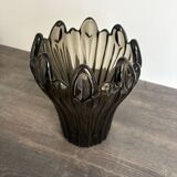 Vintage Schneider Fumé Crystal Vase - 1960s