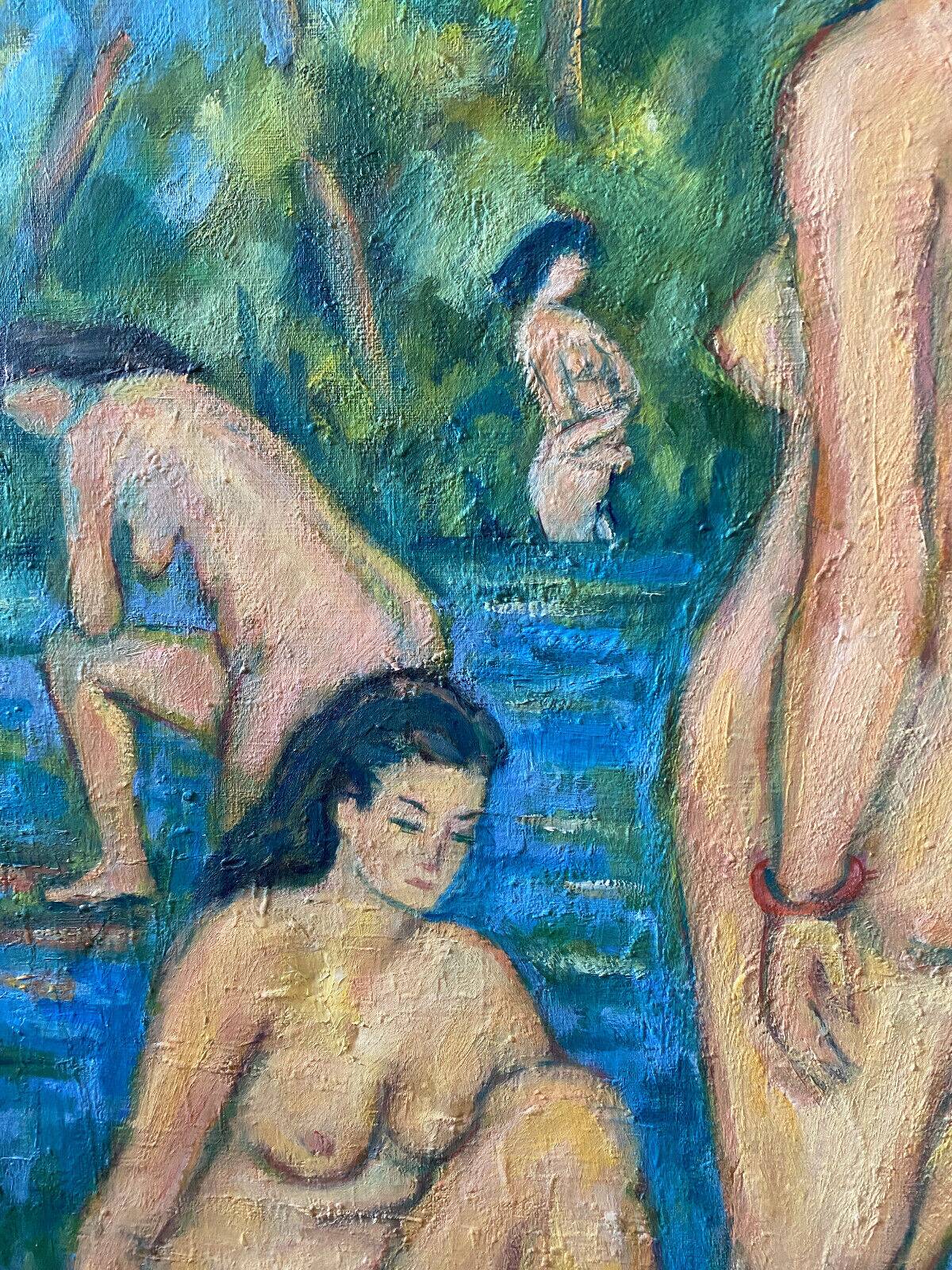 Large painting hst "baigneuses" marcelle guetta-fattal (1922-2009) fauvism