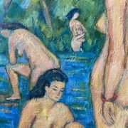 Large painting hst "baigneuses" marcelle guetta-fattal (1922-2009) fauvism